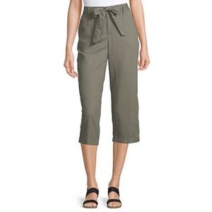 Liz Claiborne Belted Cropped Pants green stone